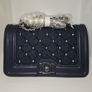 Navy Quilted Chain Shoulder Bag